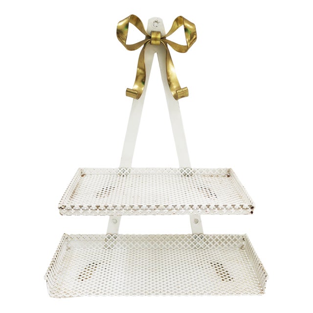 Hollywood Regency Wall Shelf in Perforated Metal, Italy, 1970s For Sale