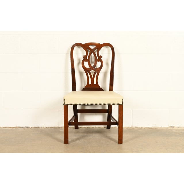 English Baker Furniture Georgian Carved Mahogany Side Chair or Dining Chair For Sale - Image 3 of 13