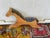 Adorable handmade vintage wooden horse with painted detail and metal wheels. This would be darling in a nursery or kids...