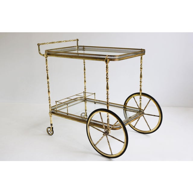 French Brass Bar Cart from Maison Baguès, 1950s For Sale - Image 12 of 12