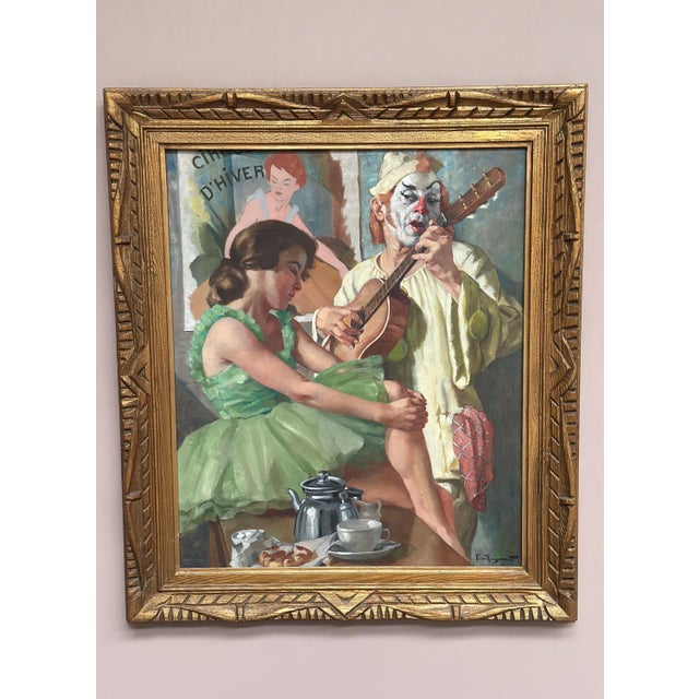 Philippe de Rougemont, Woman and Clown, 1950s, Oil Painting on Canvas, Framed For Sale - Image 18 of 18