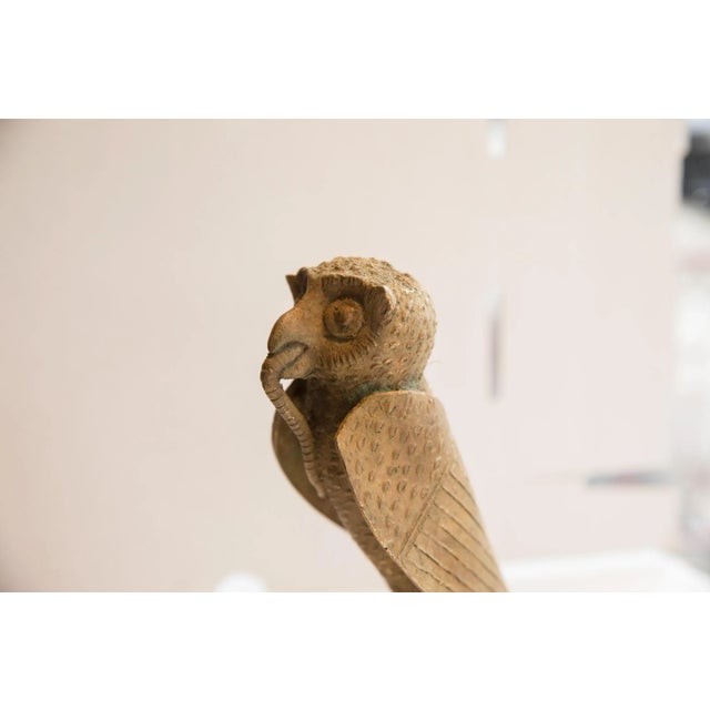 Late 20th Century Vintage African Owl With Snake Sculpture For Sale - Image 5 of 7