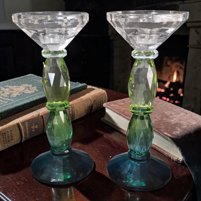 These Elegant Bohemian Crystal Green 3-Tone Candlesticks are a stunning addition to any room, adding a touch of bohemian...