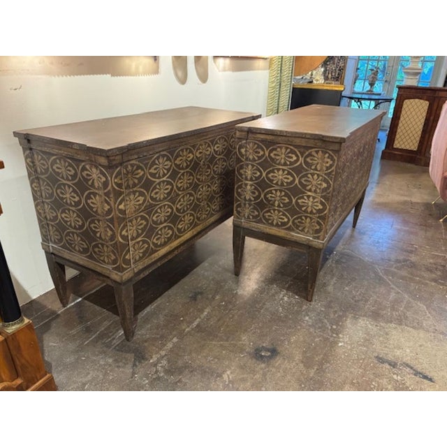 Early 21st Century Pairof German Hand Painted Black and White Bedside Tables For Sale - Image 5 of 6