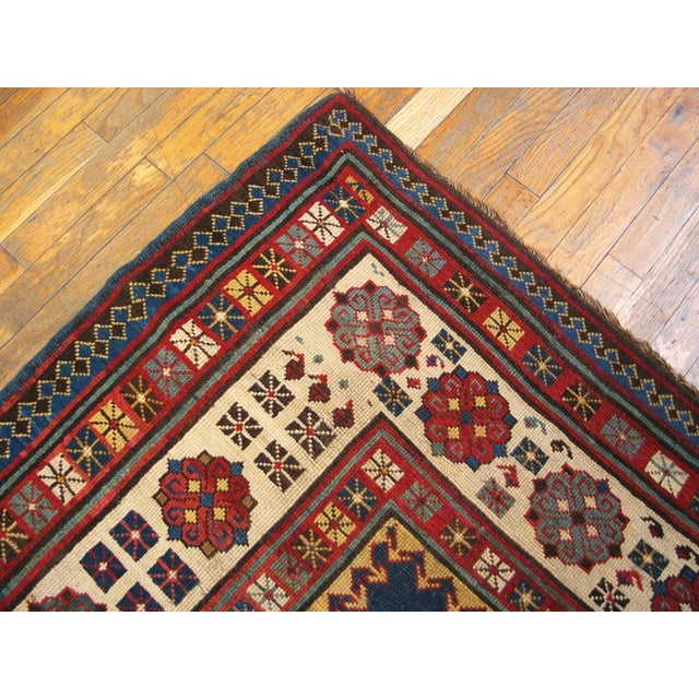 1880s Multicolor Geometric Tribal Antique Caucasian-Talish Rug 3'7" X 7'6" Handknotted Wool Carpet For Sale - Image 4 of 5