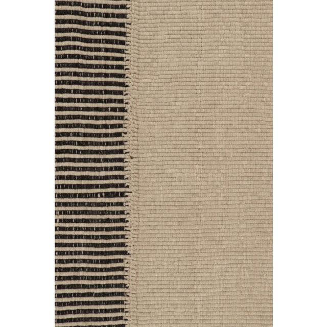 Contemporary Rug & Kilim’s Contemporary Kilim, Cream White with Black Textural Stripes For Sale - Image 3 of 10