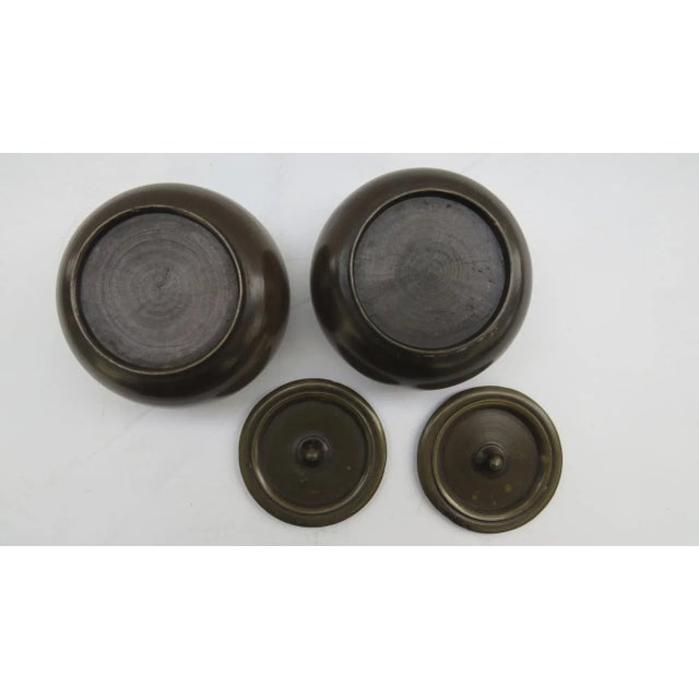 Chinese Bronze Lidded Pot Incense Ink - A Pair For Sale - Image 11 of 13