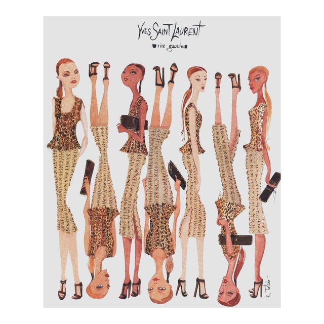 2001 Vintage Yves Saint Laurent Fashion Print by R Toledo, Matted For Sale