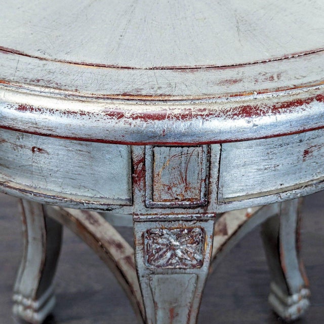 1990s Vintage Silver Antiqued Side Table For Sale - Image 5 of 6