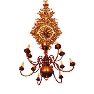 Flemish Two-Story Chandelier with Eagle For Sale