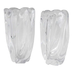 Vintage Orrefors Crystal Waterfall Vase by Edvin Ohrstrom - a Pair