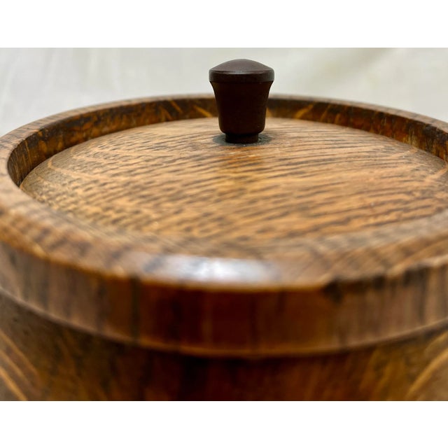 Brown Antique Ceramic Lined Oak Wood Tea Jar/Caddy From England - Circa 1900 For Sale - Image 8 of 9