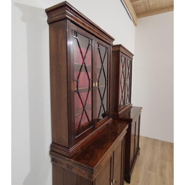 19th Century Walnut Bookcases with Pull-Out Shelves, Italy, Set of 2 For Sale - Image 3 of 11
