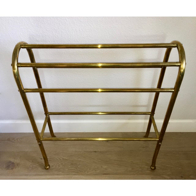 Antique Art Deco Solid Brass Standing Towel Blanket Quilt Rack Chairish