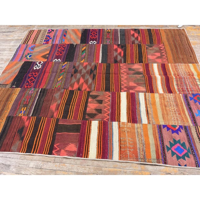 1930s Antique Multicolored Geometric Flatweave Turkish Village Kilim Rug For Sale - Image 4 of 6