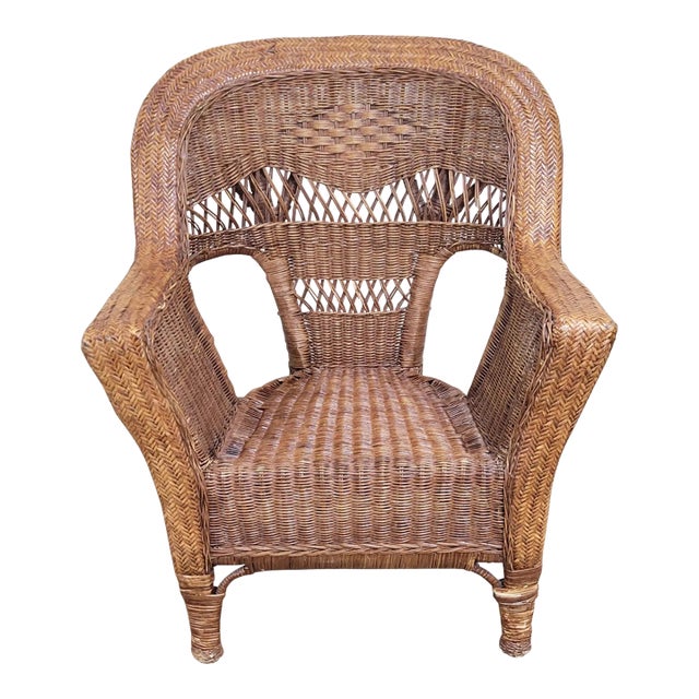 Willow Style Woven Wicker Outdoor Patio Sunroom Chair For Sale