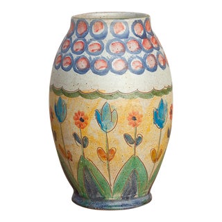 Vintage Folk Scandinavian Painted Vessel For Sale