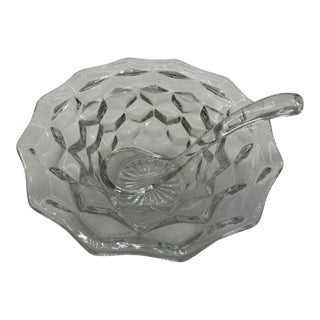 Fostoria Condiment Bowl With Ladle 2056 Pattern Set For Sale