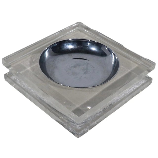 Transparent Lucite and Chrome Vide Poche Bowl C. 1970's After Charles Hollis Jones For Sale - Image 8 of 8