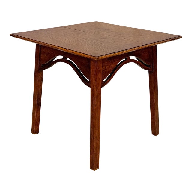 Antique Arts & Crafts Oak Square Plant Stand Side Table For Sale