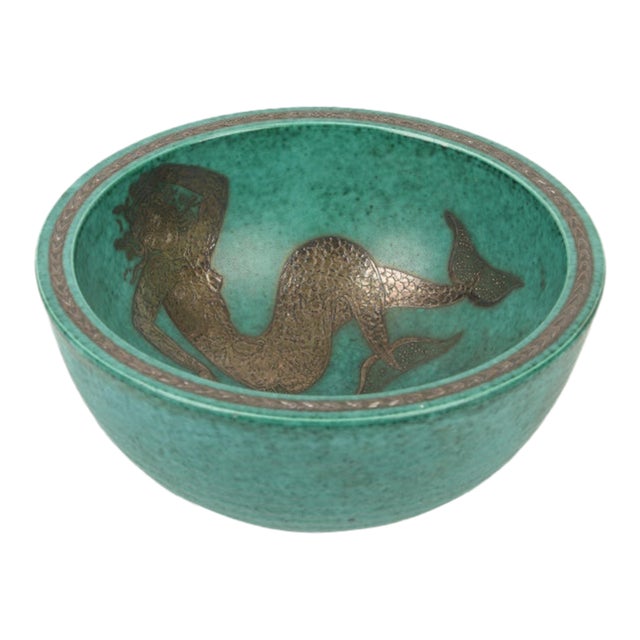 Gustavsberg Argenta Mermaid Bowl by Wilhelm Kage For Sale