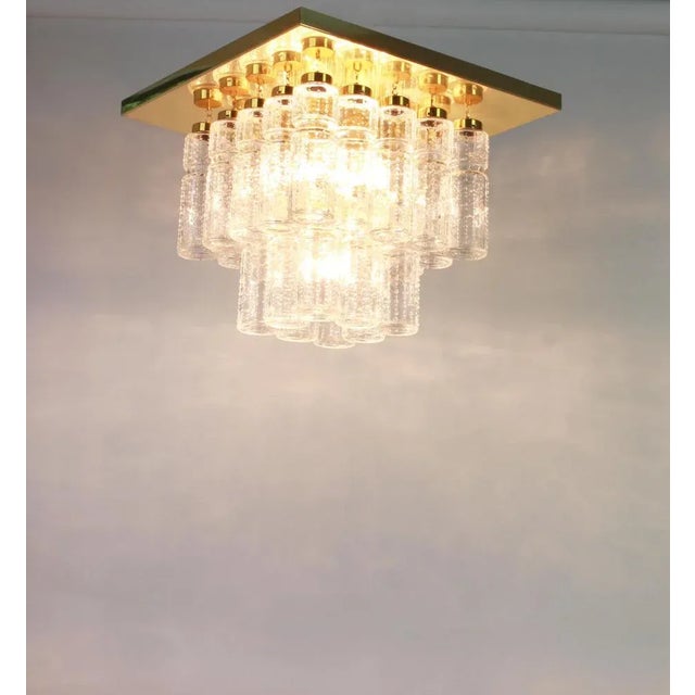 Large Brass Crystal Glass Chandelier from Limburg, Germany, 1960s For Sale - Image 6 of 8