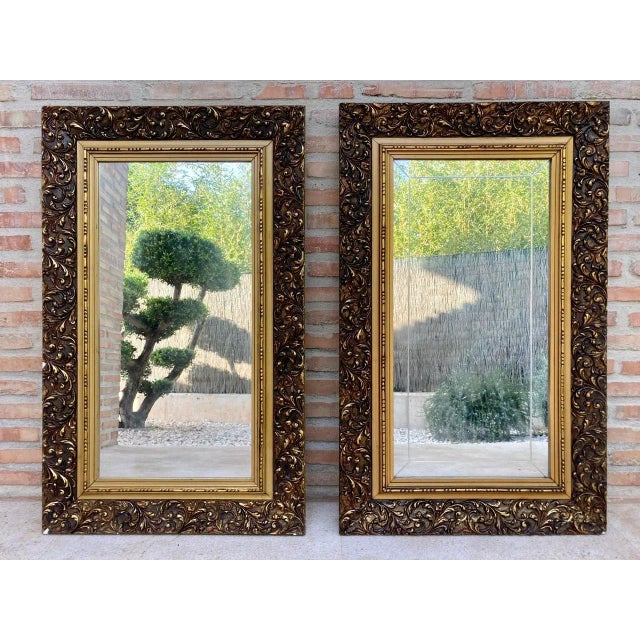 Early 20th Century Spanish Beveled Mirrors with Gold Frames, Set of 2 For Sale - Image 4 of 9