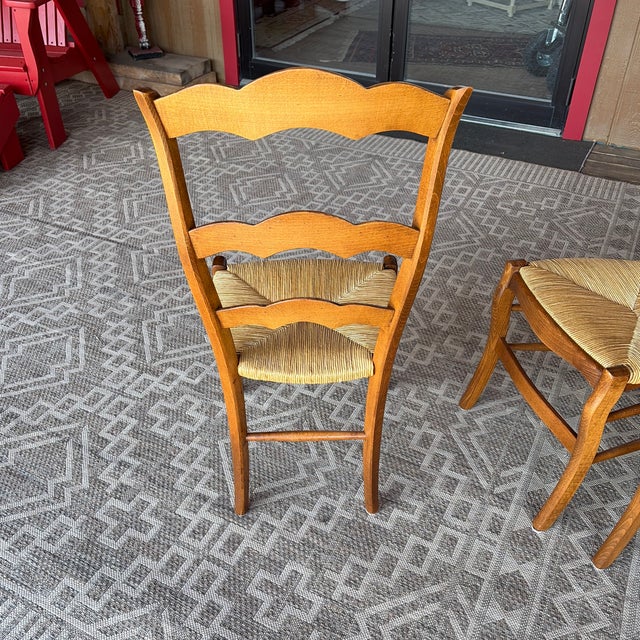 1990s Set of 10 Beechwood Ladder Back Chairs For Sale - Image 4 of 5