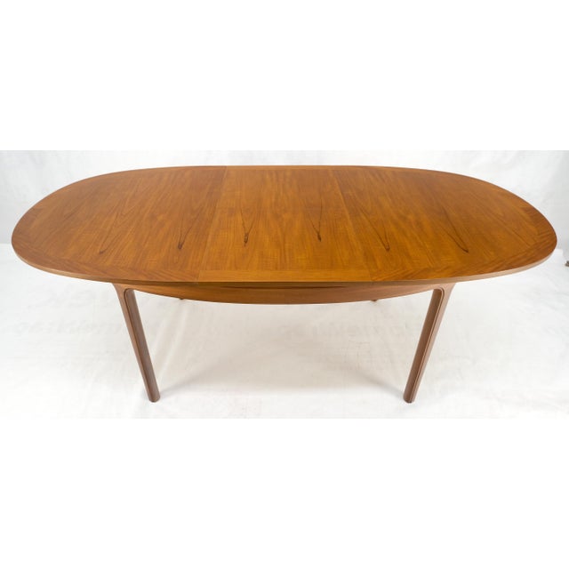 Selig Danish Teak Oval Boat Shape Dining Table w/ 21" Hide Away Pop Up Leaf For Sale - Image 4 of 12