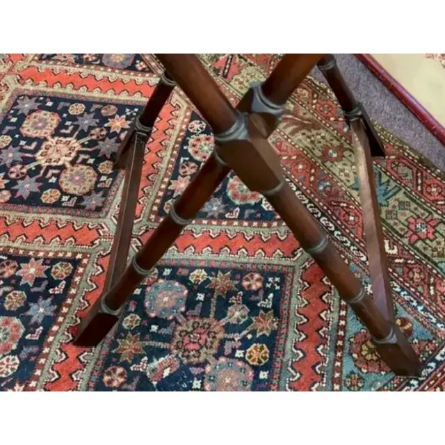 Mid Century Carved Faux Bamboo Wood Tray or Bar Service Stand For Sale - Image 4 of 5