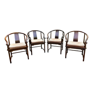 1960s Mid-Century Modern Asian Inspired Dining or Club Chairs by Michael Taylor for Baker Furniture- Set of 4