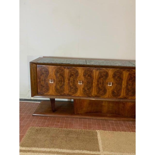 Sideboard in Walnut with Marble Top & Crystal Handles, 1940s For Sale - Image 4 of 18