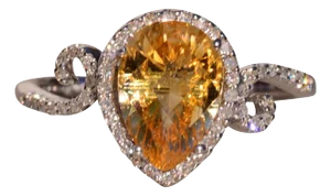 The 34th Avenue: Checkerboard Citrine and Natural Diamond Ring in White Gold