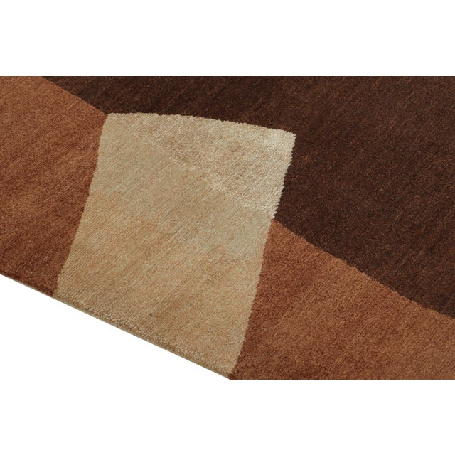 2010s Rug & Kilim’s Art Deco Style Runner With Geometric Patterns in Tones of Brown For Sale In New York - Image 6 of 7