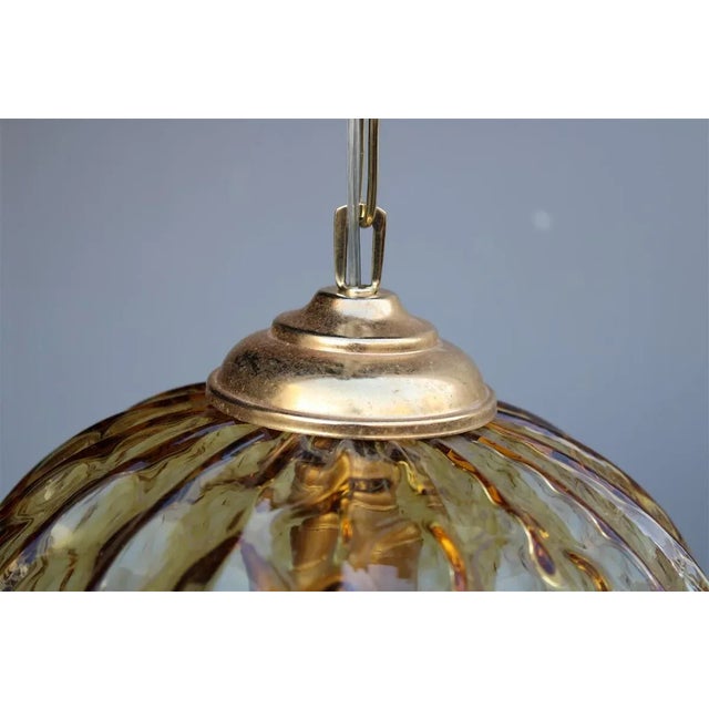 Metal Italian Murano Brass Chandelier from Venini, 1950s For Sale - Image 7 of 16