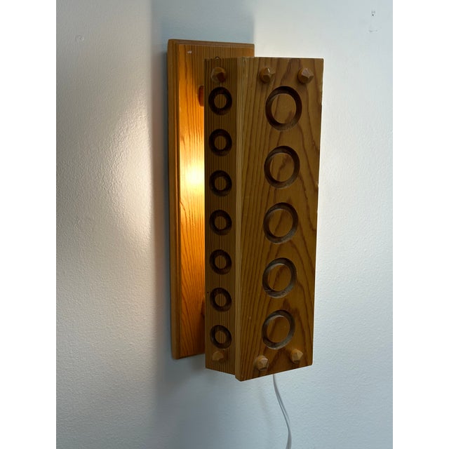 Wood 1970s Swedish Organic Modern Wall Light, Pine For Sale - Image 7 of 9