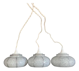 Vintage Speckled Globes Portable Glass Lamps, 1970, Set of 3