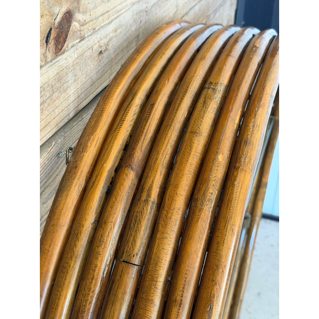 Monumental Vintage Bent Rattan Circular Wall Shelf Manner of Paul Frankl For Sale In Naples, FL - Image 6 of 12