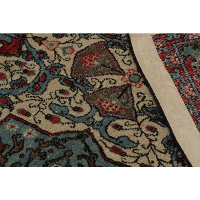 Textile Antique Persian Tabriz in Classic Red, Blue and Cream Colors From Rug&Kilim For Sale - Image 7 of 7