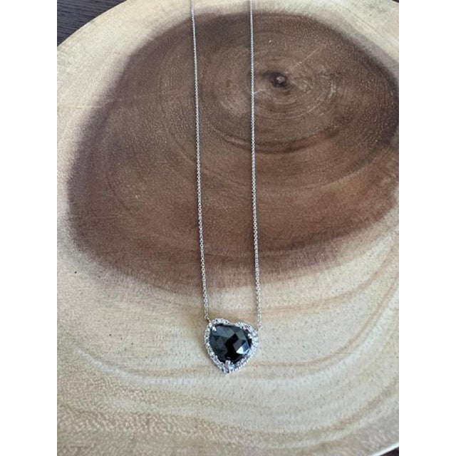 Metal 5.11 Carat Black Diamond White Diamond White Gold Chain Necklace For Sale - Image 7 of 8