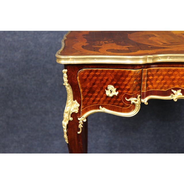 19th C Jeune Befort French Louis XV Style Bronze Ormolu Ladies Desk For Sale - Image 9 of 14