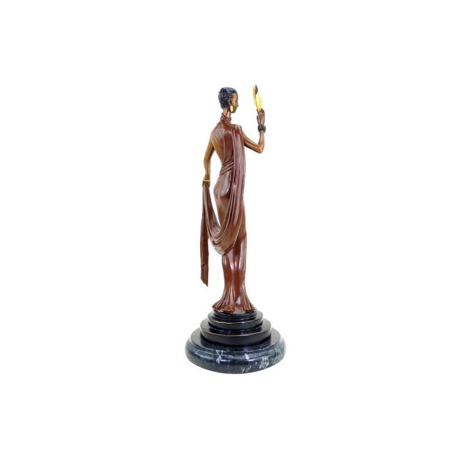 Art Deco Style Sculpture Dancer with Mask, 20th Century, Bronze For Sale - Image 3 of 10