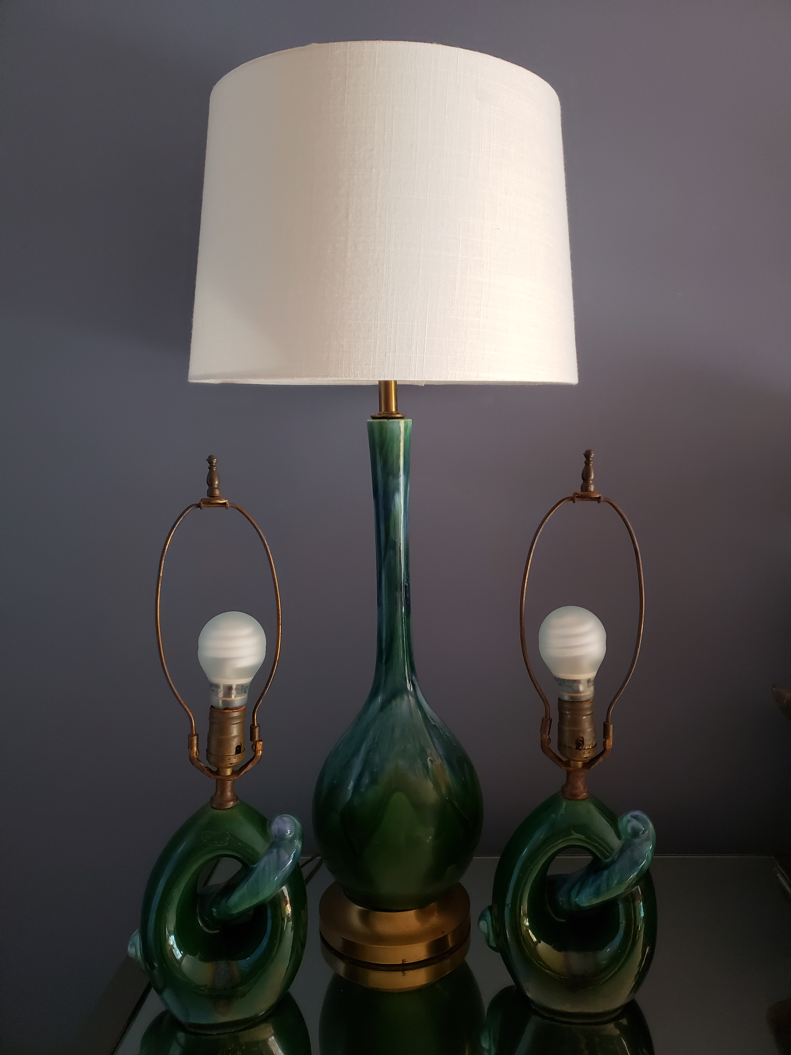 vintage drip glaze lamp