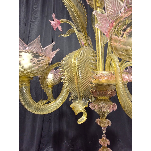 Gold Murano Glass Chandeliers, 1980s, Set of 2 For Sale - Image 8 of 15