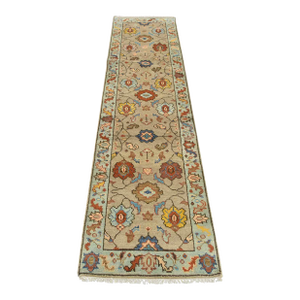Oushak Runner 2'6'' X 9'6'' Gray Wool Traditional Hand-Knotted Oriental Rug