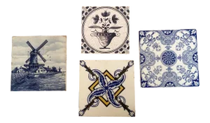 Mid 18th Century Antique Dutch Tiles & 1 German Tile