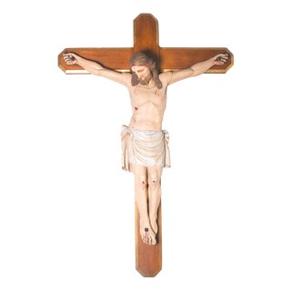 Large 18th-Century Wooden Crucifix For Sale