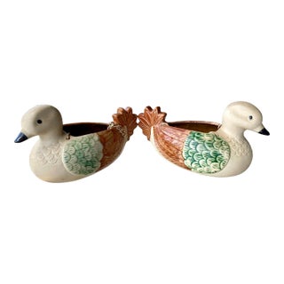 Circa 1970 Hanging Earthenware Dove Planters, a Pair For Sale