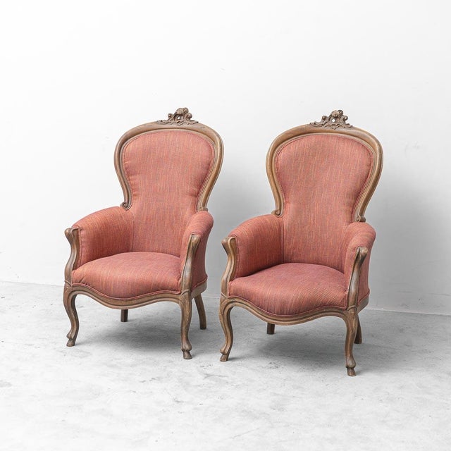 Vintage Wooden and Fabric Armchairs, 1950s For Sale - Image 12 of 12