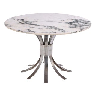A Marble Top and Chrome Over Iron Wheat Sheaf Style Center Table, C. 1970. For Sale